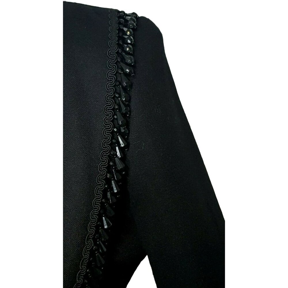 Etoile Womens Dress Size 6 Vintage Sheath Black Beaded Midi Long Sleeve - Picture 8 of 8